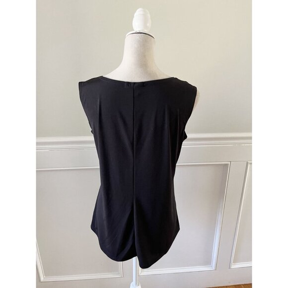 Susan Lawrence Black Embellished Cutout Shoulder Tank Top M Stretch - Picture 3 of 4